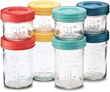 Mason Bottle - Glass Mason Jars for Breast Milk Storage - Wide easy to clean design, dishwasher and Freezer safe (4 and 8 oz Jars (Set of 8))