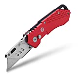 FC Folding Pocket Utility Knife - Heavy Duty Box Cutter with Holster, Quick Change Blades, Lock-Back Design, and Lightweight Aluminum Body