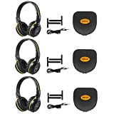 SIMOLIO 3 Pack Wireless IR Headphones for Honda & Odyssey, CR-V, Accord, Pilot, Ridgeline, RDX, MDX, with Carrying Cases/AUX Cord, Share Port, 2 Channel Folding IR Car DVD Replacement Headsets