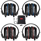 SIMOLIO 4 Pack IR Headphones for Car DVD, Wireless Headphone for TV, Outdoor Movie, Dual Channel Infrared Headphone for uConnect, Dodge, Honda Odyssey, Town and Country, GMC Yukon, w/Volume Control