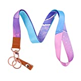 SUPGALIY Lanyard with Badge Holder Strap, Cute Lanyard for Teacher Women and Kids Printed Neck Strap Premium Leather Lanyard for Keychain Keys Mobile Phone Wallet ID Card (Blue and Purple Marble)