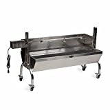 TITAN GREAT OUTDOORS 25W Stainless Steel Rotisserie Grill, Rated 125 LB, Windscreen, BBQ Spit Roaster
