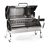 TITAN GREAT OUTDOORS 25W Stainless Steel Rotisserie Grill, Rated 125 LB, Hooded Cover Glass Window, BBQ Spit Roaster