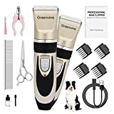 Greenvine Dog Grooming Kit Clippers with Low Noise Rechargeable Cordless Pet Clippers Dog Trimmer Pet Grooming Tool for Thick & Heavy Coats