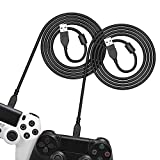 [2 Pack 10FT] 6amLifestyle PS4 Controller Charging Cable, Charge and Play, Micro USB Charger High Speed Data Sync Cord for Sony Playstation 4 PS4 Slim/Pro Controller, Xbox One S/X Controller, Android
