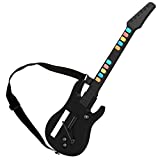 DOYO Wii Guitar Hero, Wireless Guitar Hero Controller for Guitar Hero Wii and Rock Band 2 Wii U Games (Excluding Rock Band 1) with Strap, Color Black