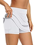 LouKeith Tennis Skirts for Women Golf Athletic Activewear Skorts Mini Summer Workout Running Shorts with Pockets White XS