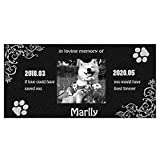 Personalized Pet Memorial Stones for Dogs, Gray Cat Black Granite Memorial Garden Stone,Pet Grave Marker stand for 6"x 12" inches, Dog Headstones, Dog Memorial Gifts for The Outdoor or Home (style 1)