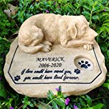 somiss Dog Memorial Stones Garden Stones,Personalized Dog Grave Markers Headstones with A Sleeping Puppy On The Top, Dog Sympathy Stones Remembrance Gifts for Outdoor Patio or Lawn, 8"7"3.5"