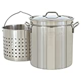 Bayou Classic 1160 62-qt Stainless Stockpot w/ Stainless Perforated Basket Features Heavy Welded Loop Handles Domed Vented Lid Perfect For Steaming Boiling Canning and Preserving