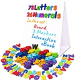Alphabet Magnets - Magnetic Letters - ABC Magnets - 78 Foam Letters - 26 Kids Magnetic Numbers - Dry Erase Board for Kids - Fridge Toddler Magnets for Kids