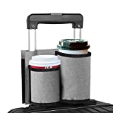 Accmor Luggage Travel Cup Holder, Free Hand Suitcase Drinks Beverage Holder, Universal Luggage Cup Holder,Gifts for Travelers Flight Attendants,Grey