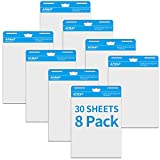 Sticky Easel Pads, Upgraded Flip Chart Paper, Large Easel Paper for Teachers, 25 x 30 Inches, Self Stick Easel Paper for White Board, 30 Sheets/Pad, 8 Pads, Super Sticky with 2 Strips of Adhesive