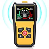 Pinless Wood Moisture Meter - 4 IN 1 Upgraded Inductive Pinless Moisture Meter for Wood, Pinless-Type Digital Moisture Detector Non-Destructive Moisture Detection in Drywall, Firewood, and Masonry
