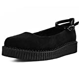 T.U.K. Shoes - Womens Pointed Vegan Ankle Strap Ballet Creeper (US: Womens 10, Black, Numeric_10)