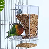 Hamiledyi No Mess Bird Cage Feeder Automatic Parrot Seed Feeders with Perch Acrylic Transparent Seed Food Container Cage Accessories for Small and Medium Lovebirds Parakeets