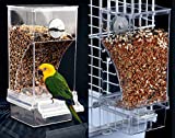 Kenond Automatic Bird Feeder, No-Mess Bird Cage Finch Foraging Feeders, Acrylic Parrot Integrated Seed Feeder, Transparent Food Container Cage Accessories for Small Birds Parakeet Canary Lovebirds