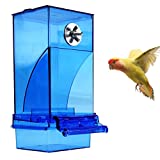 Hamiledyi No Mess Bird Cage Feeder Automatic Parrot Seed Feeders with Perch Acrylic Transparent Seed Food Container Cage Accessories for Small and Medium Parakeets Lovebirds