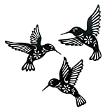 Metal hummingbird wall art decor, 9inch set of 3 black Concise Decoration Hanging for living room bedroom bathroom Kitchen Patio Balcony House indoor outdoor, unique gift choice Waiu