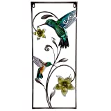 Metal Hummingbird Wall Decor 3D Art Sculpture Hanging for Outdoor Back Yard, Garden Fence Patio, or Indoor, Living Room Bedroom Bathroom Hallway, 27.4X11.6 inches