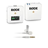 Rode Wireless GO Compact Wireless Microphone System with Transmitter and Receiver, White With Rode Lavalier GO Professional-Grade Wearable Microphone, White