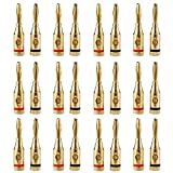 Banana Plugs Audio Jack Connectors for Speaker Wire, Open Screw 24K Gold Plated Quick Connect, 24-Pack (12 Pairs)