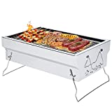 Grill,Charcoal Grill Folding Portable Grills with Reinforce Support Frame,Small Grill as Grill Accessories,Stainless Steel Outdoor Charcoal Grill for Outdoor Cooking,Picnics,Independence Day