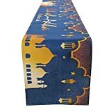 Eid al-Adha Mubarak Table Runner Party Decorations Supplies - Happy Eid al-Adha Ramadan Mubarak Linen Table Runner Kitchen Dinning Room Party Decoration