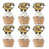 SWYOUN 48PCS Glitter Sheep Design Eid Al Adha Cupcake Topper Party Supplies Islamic Muslim Party Decorations