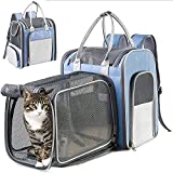 Hanjo Pets Cat Backpack Expandable - Pet Carrier Backpack Airline Approved  Breathable Mesh Expandable Backpack for Cats Waterproof, Pet Backpack Carrier for Small Dogs , Puppy, Cat up to 16lbs