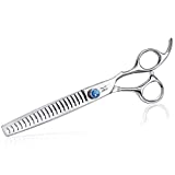 7 Inch 21-Teeth Chunkers Shears for Dogs, Ergonomic Cats Grooming Texturizing Blending Thinning Shears Pets Trimming Kit with Offset Handle, Sharp, Comfortable, Durable Shear