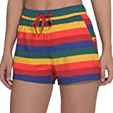 Womens Summer Athletic Workout Sweatpants Running Yoga Lounge Shorts Rainbow S