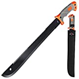 18,5 Inch Serrated Blade Machete with Nylon Sheath - Saw Blade Machetes with Non-Slip Rubber Handle - Best Brush Clearing Tool - Comes with Survival E Book Grand Way 13153