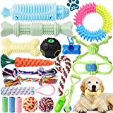Dog Chew Toys for Puppy Teething - 20 Pack Indestructible Pet Dog Toys for Puppy Chewers, Interactive Tug of War Rope Toys for Puppies, Small Dogs Durable Squeaky Toys for Boredom Chew Teething