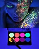 UV Face Paint Kit, Glow In The Dark Paint, Neon Fluorescent Body Painting 8 Bright Colors Professional Brush, Water Based Black Lights Makeup for Kids Adults,Halloween Party Supplies, Projects Costumes Theater Special Festivals