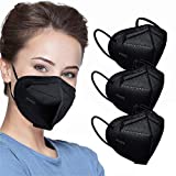 50pcs KN95 Face Mask Black 5 Layer Cup Dust Safety Masks Filter Efficiency95% Breathable Elastic Ear Loops Black Masks