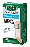 Curad Truly Ouchless Silicone Adhesive Bandages, Flex-Fabric for Sensitive or Delicate Skin, 3/4" x 3", 20 Count