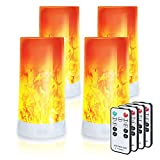 Kitmose 4X LED Flame Effect Light , USB Rechargeable 4 Modes Flickering Flame Candle Lantern with Remote Timer Gravity Sensing Effect Magnetic Base Waterproof Dimmable Outdoor Hanging Lamps Camping