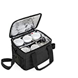 Trunab Reusable 6 Cups Drink Carrier for Delivery Insulated Drink Caddy with Handle and Shoulder Strap, Adjustable Dividers, Beverages Carrier Tote Bag, for Daily Life Takeout, Outdoors, Travel,Patented Design, Black