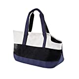 Small Dog,Cat,Puppy,Kitten Purse Carrier, Ventilated Breathable Pet Travel Handbag ,Multifunctional Pet Carrier Bag for Subway/Shopping/Walking/Trave (Navy Blue+Beige)