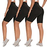 syrinx 3 Pack Biker Shorts for Women  8" Buttery Soft High Waisted Tummy Control Workout Yoga Running Athletic Shorts