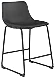 Signature Design by Ashley Centiar 24" Counter Height Modern Bucket Barstool, 2 Count, Black