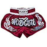 FLKKY Muay Thai Shorts for Men and Women,Gym Boxing Kickboxing Shorts. (F07-Red Wine, L)
