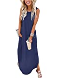 ANRABESS Women's Summer Casual Loose Sleeveless Dress Beach Cover Up Long Maxi Dresses with Pockets A19zangqing-M