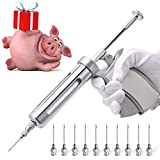 NEWTRY 50ML Continuous Livestock Syringe Semi Automatic Injector Adjustable Poultry Veterinary Gun Stainless Steel with 10 Needles for Horse Sheep Cattle