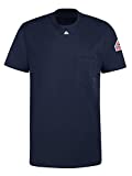 Bulwark FR mens Flame Resistant 7 oz Cotton Short Sleeve T-Shirt , Navy, Large Tall