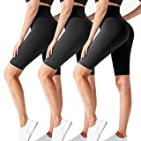 CTHH 3 Pack Biker Shorts Women-8" High Waisted Workout Running Athletic Spandex Soft Summer Short Yoga Pants