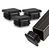 Prescott Plastics 1" Inch (25.4 mm) Square Plastic Hole Plugs Inserts, Black End Caps for Metal Tubing, Fences, Glide Protection from Chair Legs, Furniture and Floors (Pack of 10)