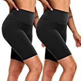 NexiEpoch 2 Pack Biker Shorts for Women High WaistReg & Plus Size- 8" Tummy Control Shorts for Summer Workout Yoga Running