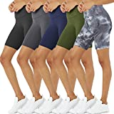 VALANDY 5 Pack Biker Shorts Women-8" High Waisted Buttery Soft Tummy Control Shorts for Summer Athletic Yoga Workout Tights